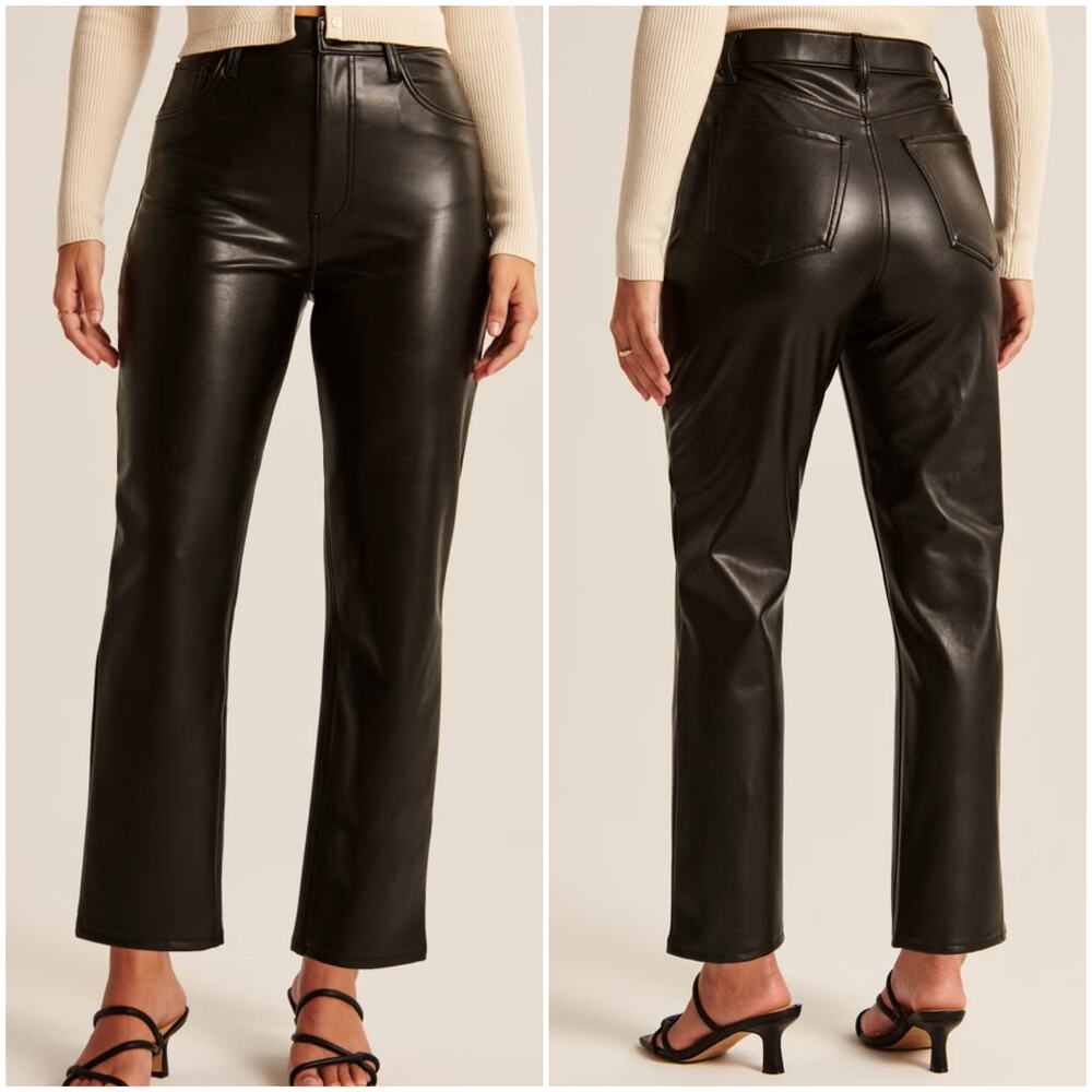 ABERCROMBIE & FITCH Curve Love Ankle Straight Ultra High Rise Leather Pant 26/2
